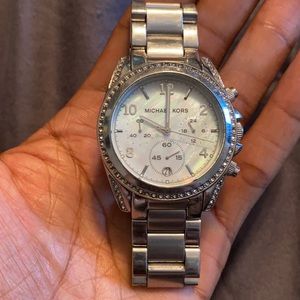 Silver Pearl Faced Michael Kors Watch